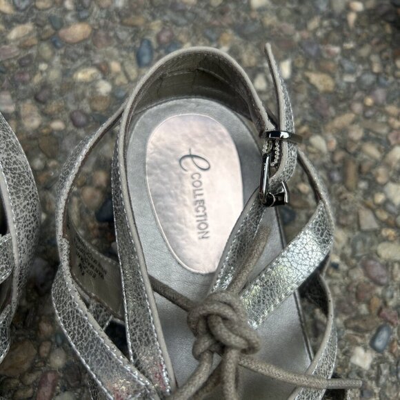 E Collection Gold Lace Up Gladiator Buckle Sandals size 8.5 - Picture 6 of 8